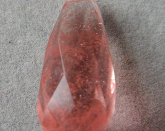 Faceted Strawberry quartz long teardrop briolettes  DS 4047
