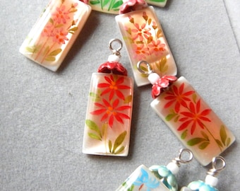 Painted Shell Earring Components  4 Pairs  DS- 4046