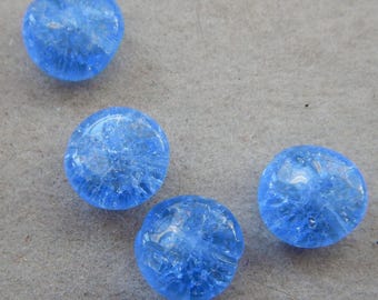 Crackled and ruffled light blue lentil beads  DS 3157
