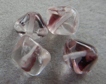 Purple and Clear Diamond shaped beads DS 3306