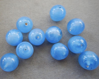Swirled blues round beads DS 2830, 2831