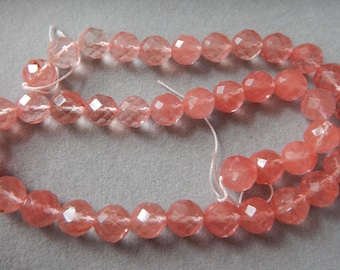 Faceted Strawberry quartz beads  DS 4056