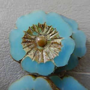 Czech Glass Flowers Hibiscus Blue DS 2134, 2135
