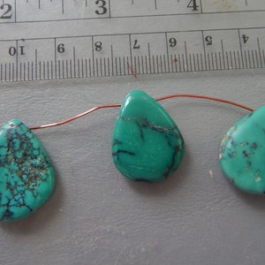 Turquoise stone beads set of 3  DS 393