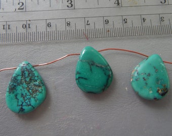 Turquoise stone beads set of 3  DS 393