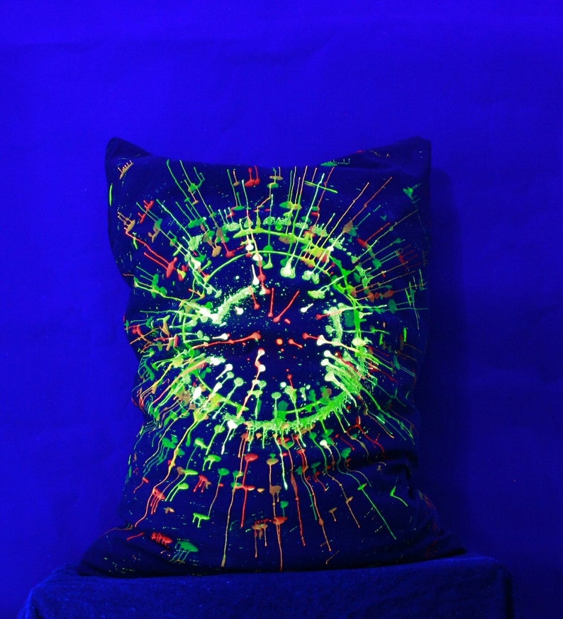 Pillow cover Blacklight Art glow in the dark decoration Etsy