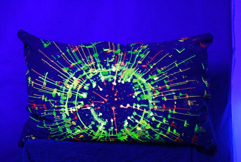 Pillow cover Blacklight Art glow in the dark decoration Etsy