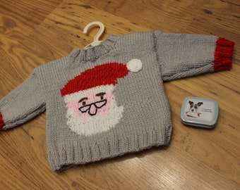 Father Christmas Jumper Childs 9-12 months Handmade Clothing Children Xmas Wear