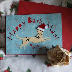 Dalmatiër hondenkerstkaart Happy Bark Mas Gepersonaliseerd bericht Dog Lover Card Gratis post