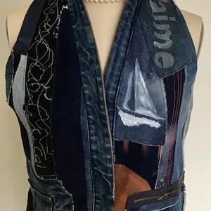 Creative denim waistcoat from recycled fabrics Japanese style