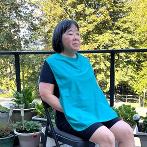 Teal Adult Bib: Waterproof Clothing Protector with Crumb Catcher