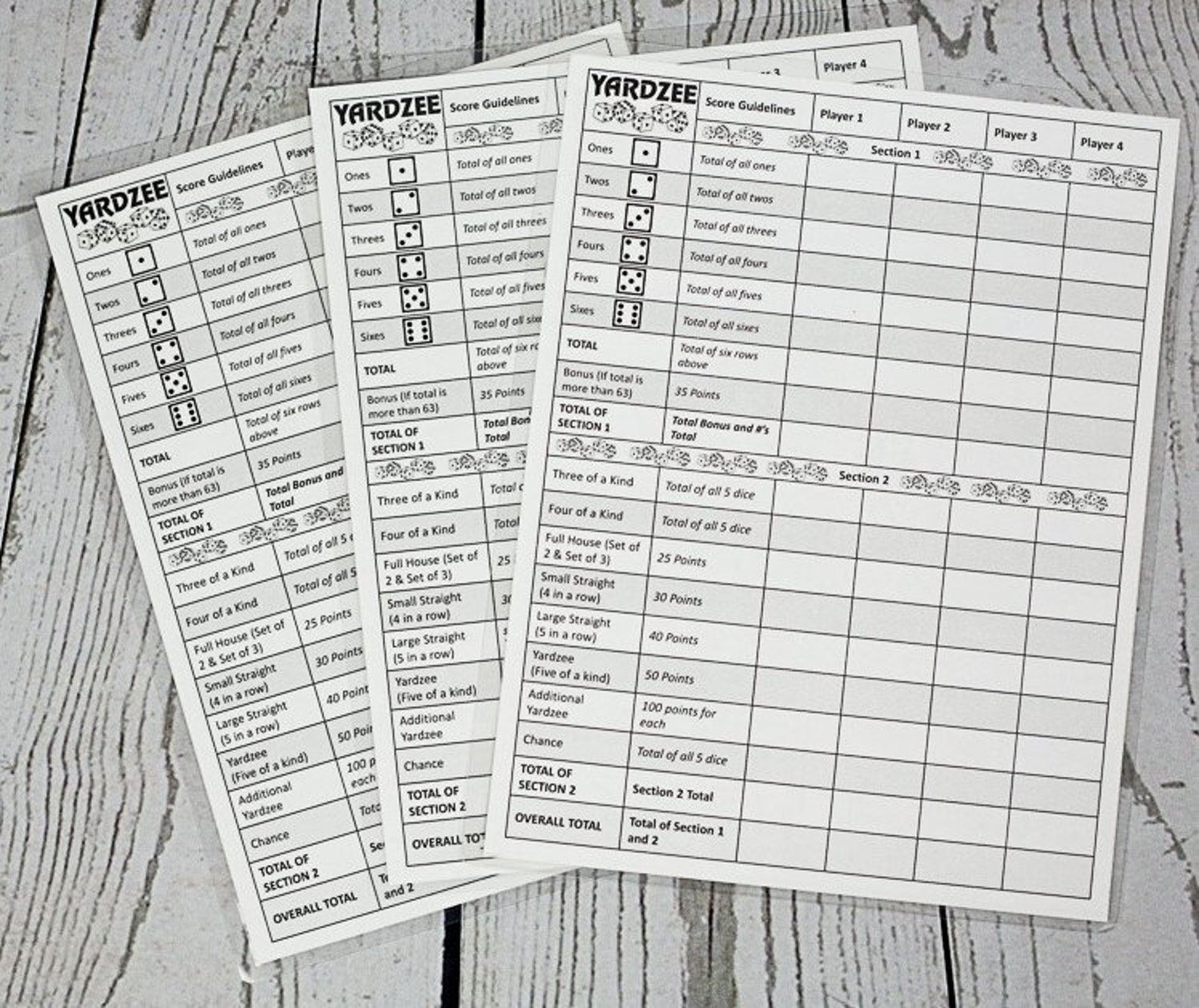 Laminated Yardzee Score Card With Rules on Back Dry Erase Etsy Canada