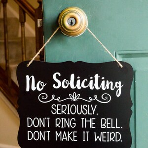 Targa In Latta 20x30 Cm 'No Soliciting' - Cartello Divertente In Inglese Per Porta, Casa, Garage, Ufficio - Vintage