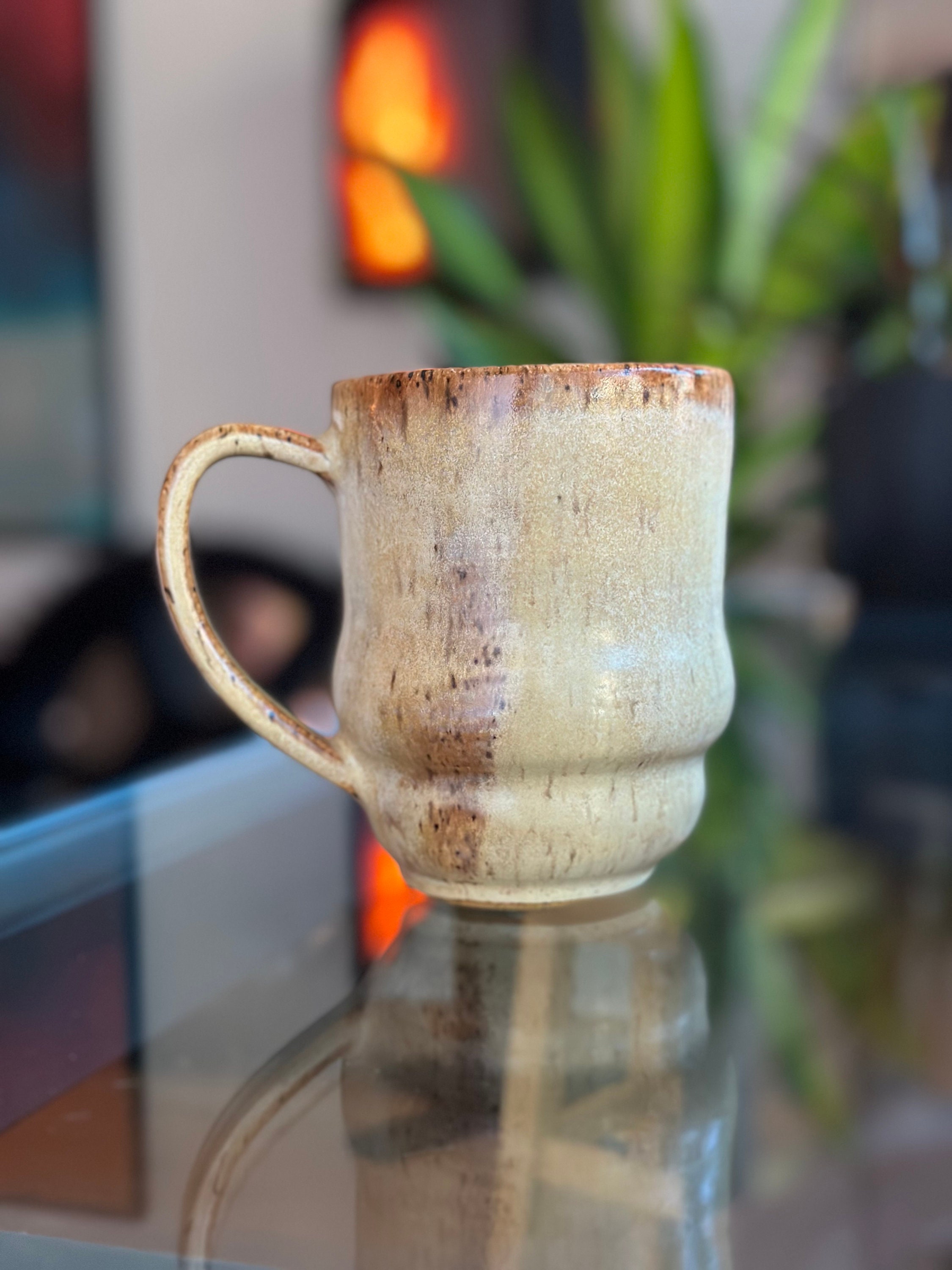 12oz White Speckled Ceramic Coffee Mug With Natural Baked Bottom Dishwasher  Microwave Safe 