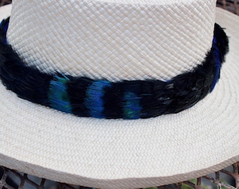 Blue Peacock Feather Hatband: Hilo Style Hawaiian Lei Humupapa - Etsy