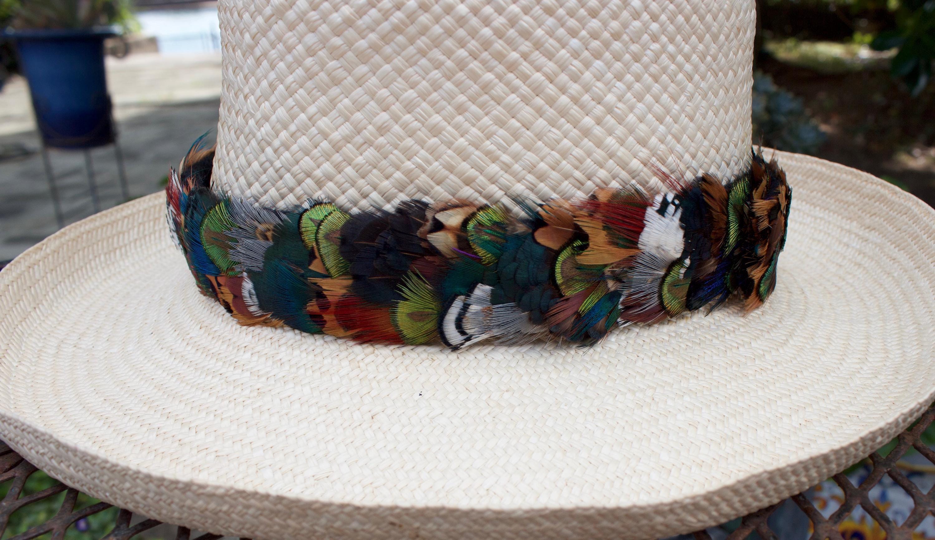 Papale Humu Papa Hawaiian Feather Hat Band Anuenue (rainbow) Humu
