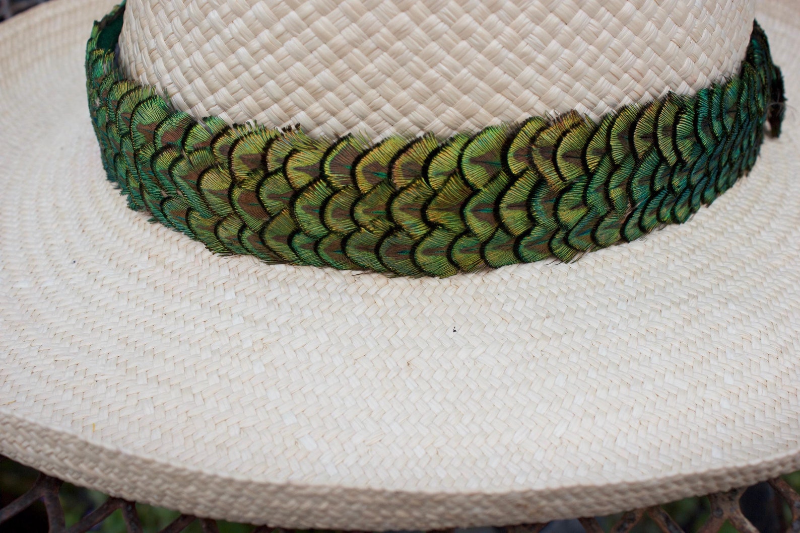 Peacock/Gold Feather w/ Leather Hat Band (Band Only) 983j main image 1