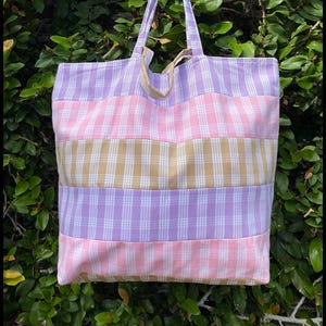 Palaka Pastel Colorblock Tote Bag | Pink Lavender Beige