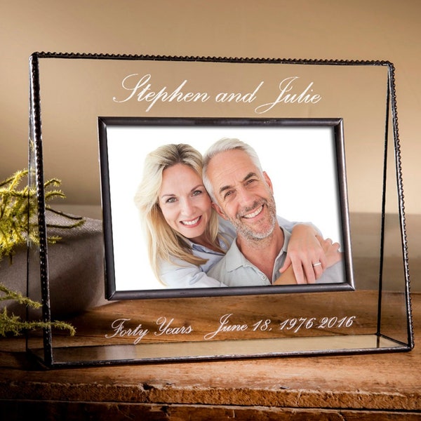 Anniversary Gift Picture Frame Parents Couple Personalized Photo Frame Engraved Glass Keepsake Customized Gift 10 15 20 30 40 50 Years EP553