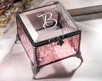 Monogrammed Jewelry Box Custom Personalized Gift For Her Birthday Girlfriend Friend Laser Engraved Glass Box Decorative Trinket Box EB251