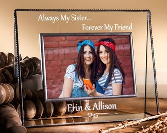 Sister Custom Picture Frame Personalized Gift Laser Engraved Glass Photo Frame Birthday Gift for Sister from Brother Pic 319 EP554