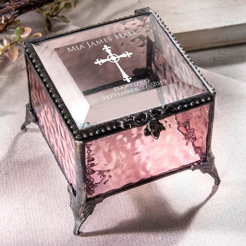 Baptism Gift Personalized Keepsake Box Gift for Godchild Glass Etsy