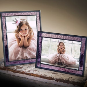 Purple Glass Picture Frame 4x6 5x7 Stained Glass Photo Frame Easel Graduation Gift for Her Birthday Anniversary Lavender Pic 369 Series