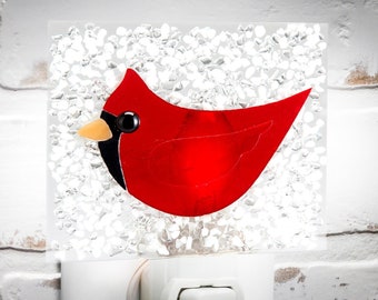 Cardinal Night Light Red Decorative Fused Glass Wall Plug In Nightlight Ntl 227