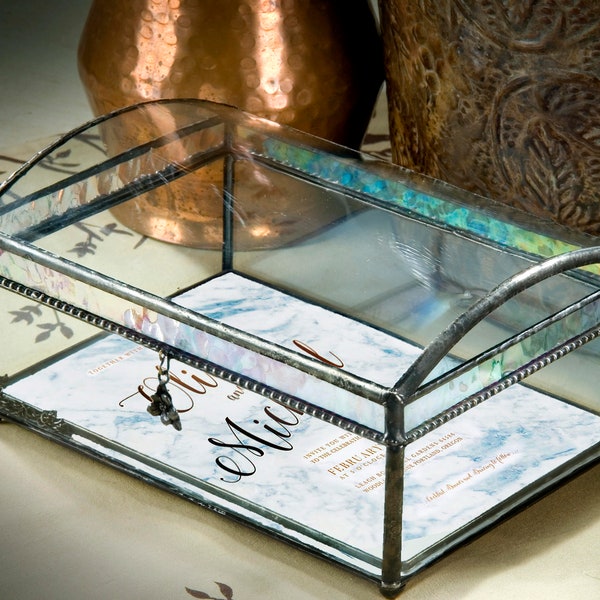 Invitation Keepsake Box Large Glass Display Box Wedding Keepsake Box Jewelry Storage Case Box 704