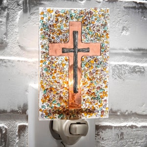 Night Light Cross Christian Religious Gifts Decorative Wall Plug Light for Bedroom Bathroom Kitchen J Devlin NTL 221