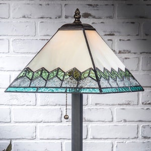 Stained Glass Lamp Mission Craftman Bedroom Dresser Bedside Table Entryway Buffet Blue Green Home Decor Accent Lam 681-2 TB