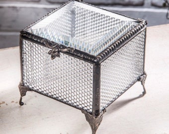 Clear Glass Box Crystal Trinket Box Jewelry Storage Vanity Display Decorative Stained Glass Keepsake Gift for Her Box 825