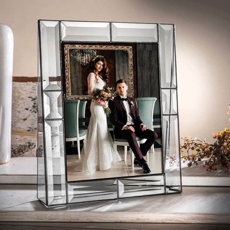 Beveled Glass Picture Frame 8x10 5x7 4x6 3x3 Square Crystal Etsy