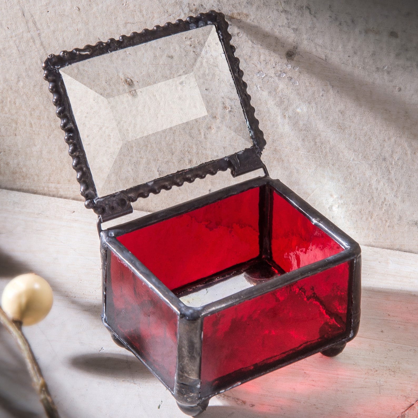 Small Glass Box Ring Red Jewelry Box Engagement Ring Bearer Etsy