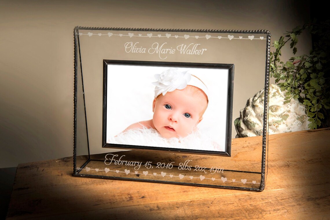 Baby Picture Frame Personalized Baby Keepsake Frame Engraved Etsy