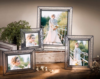 Picture Frame 8x10, 5x7, 4x6, 4x4 Square Wedding Anniversary Family Gift Home Decor Tabletop Clear Glass Photo Frame Pic 380-57HV