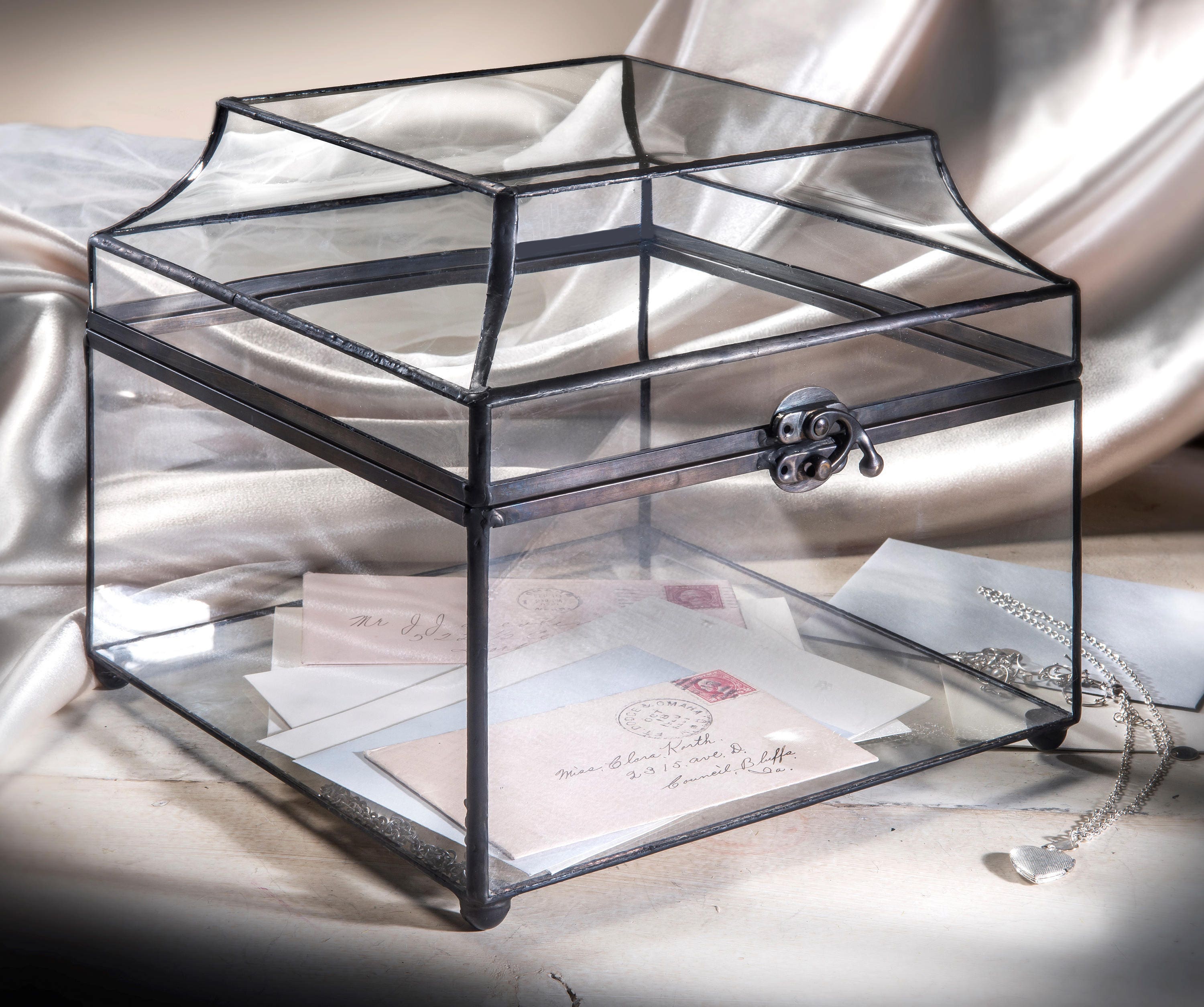 Wedding Card Box Clear Glass Display Box Large Decorative Box Etsy
