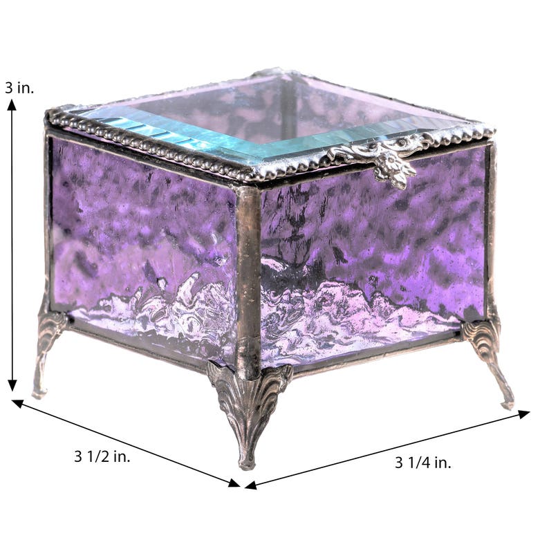 Purple Glass Jewelry Box Stained Glass Keepsake Box Wedding Etsy