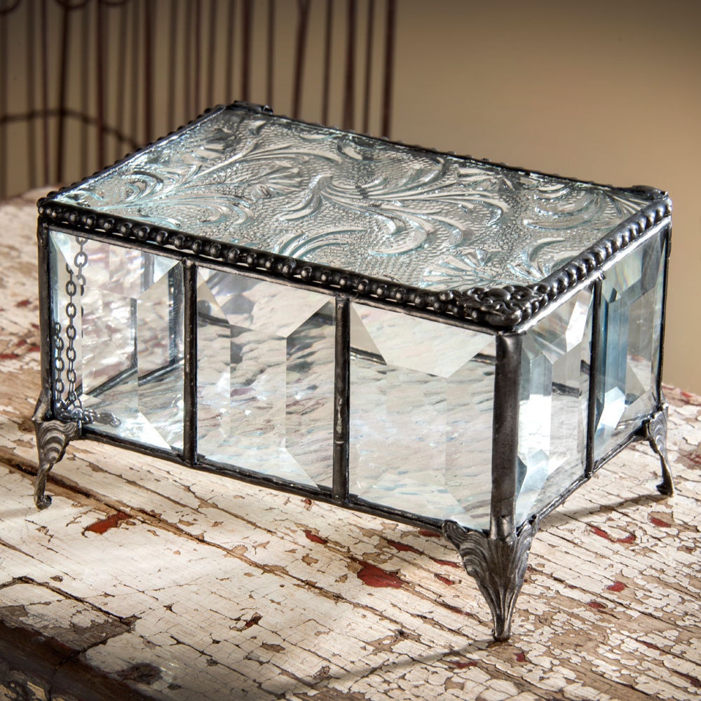 Vintage Glass Jewelry Box Keepsake Box Trinket Box Clear Etsy