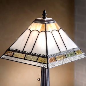 Mission Table Lamp  Stained Glass Lamp Accent Lighting for the Desk or Bedside J Devlin Lam 714 TB