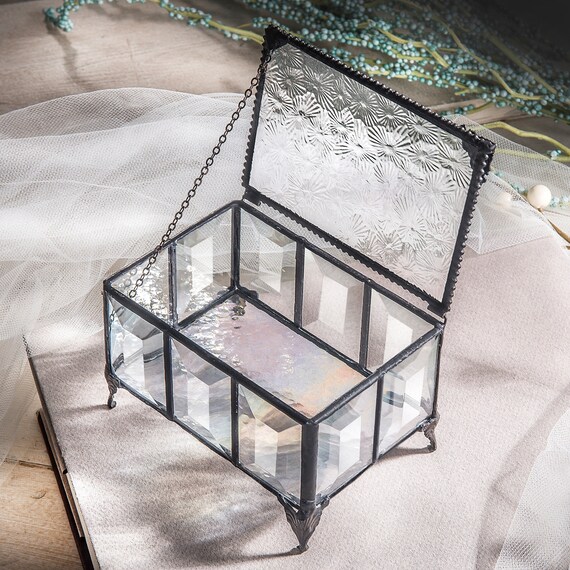 Crystal Box Jewelry Clear Beveled Glass Decorative Vanity Österreich Crystal Box Jewelry Clear Beveled, Glass Vanity Jewelry Box