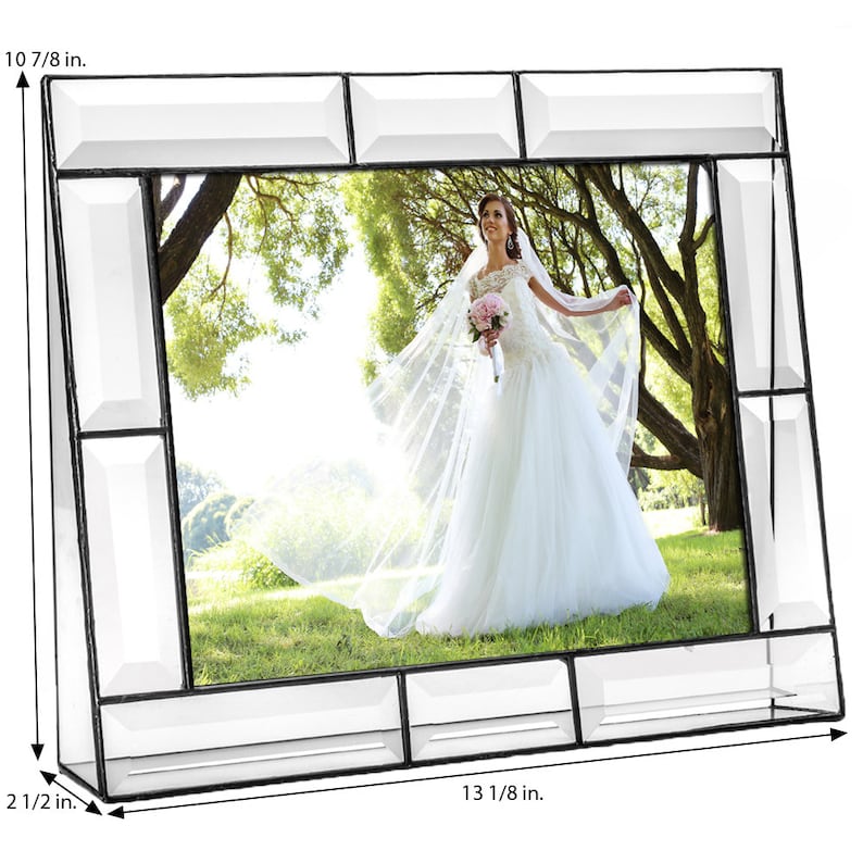 8x10 and 3x3 Crystal Photo Frame Wedding Anniversary Family Gift for Mom Pic 112 Series 5x7 Beveled Glass Picture Frame Available in 4x6