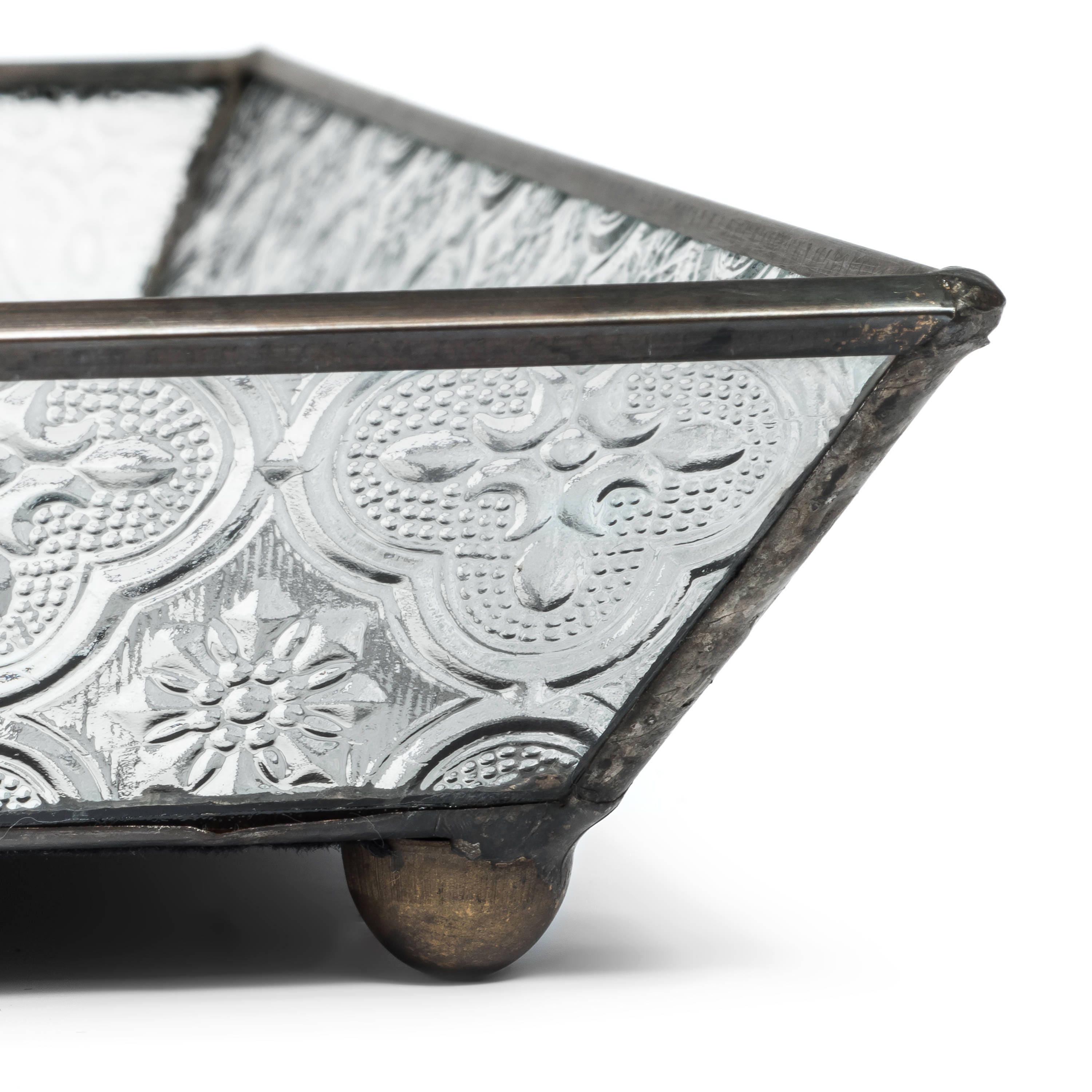 Personalized Glass Vanity Tray Vintage Glass Slanted Sides Etsy