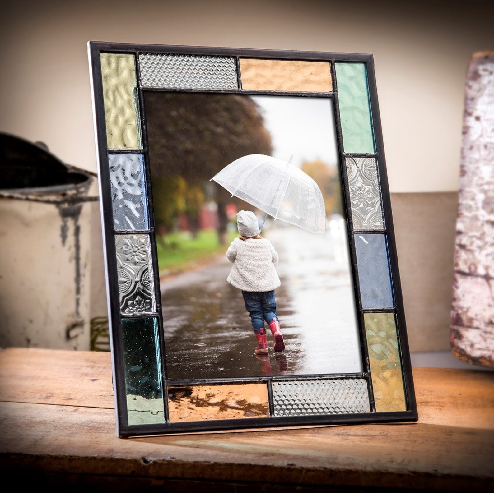 Picture Frame 5x7 4x6 Stained Glass Multi Colored Horizontal Etsy