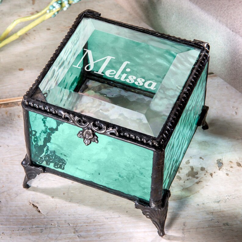 Personalized Keepsake Box Engraved Glass Box Jewelry Trinket Etsy