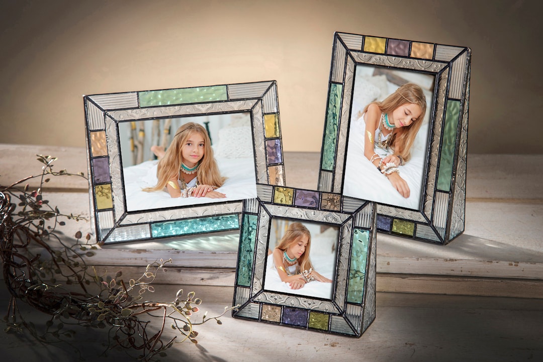 Picture Frame 4x6 3x3 Square Colorful Stained Glass Photo Etsy UK