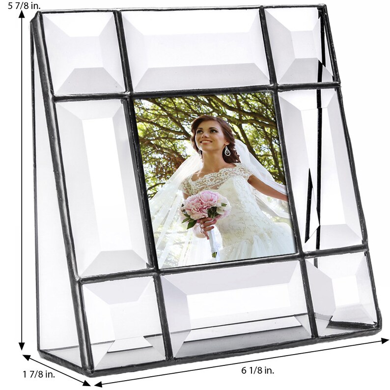8x10 and 3x3 Crystal Photo Frame Wedding Anniversary Family Gift for Mom Pic 112 Series 5x7 Beveled Glass Picture Frame Available in 4x6