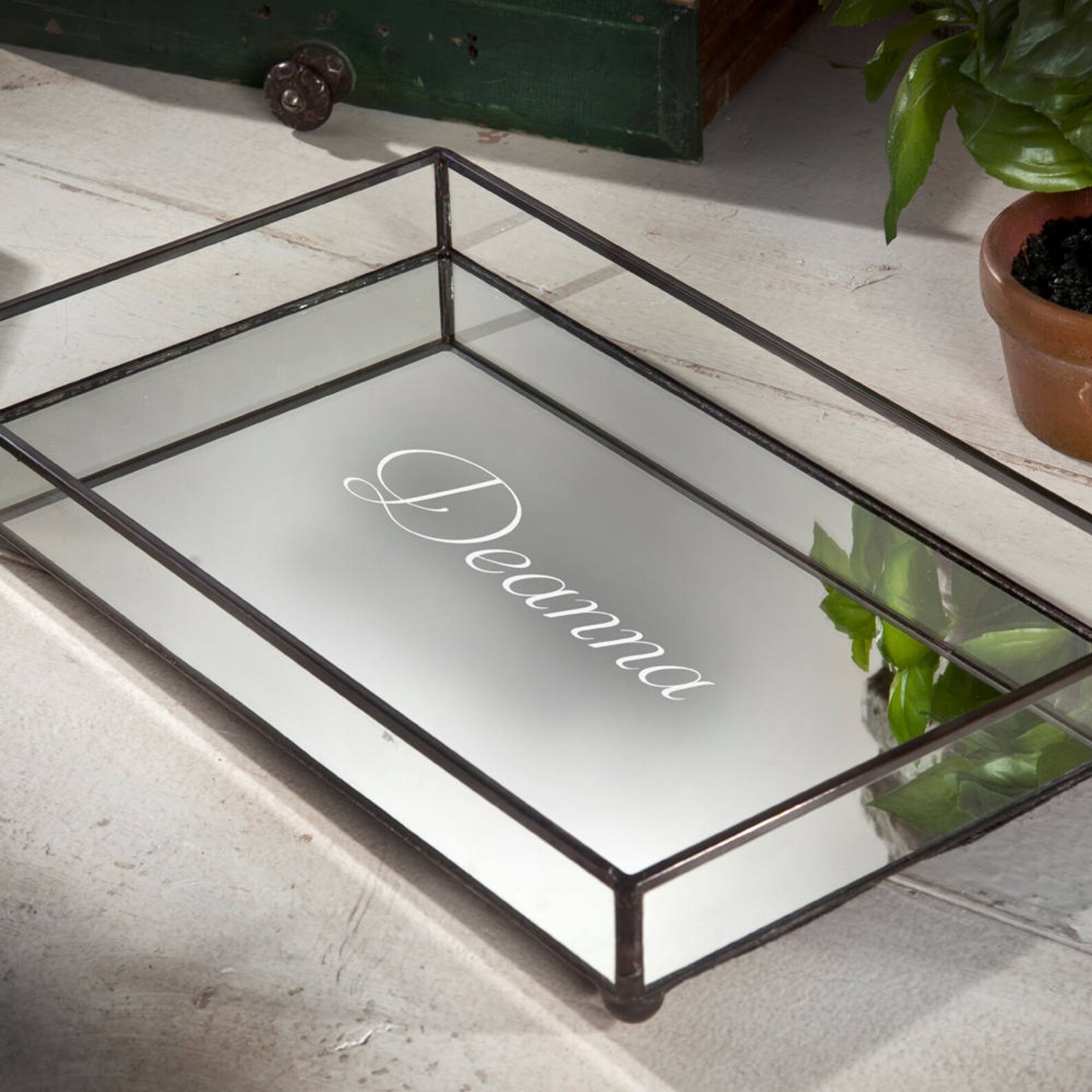 Personalized Glass Tray Vanity Organizer Mirrored Tray With Etsy