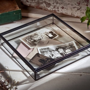 Display Box Clear Glass Case Decorative Keepsake Wedding Gift Memory Jewelry Display Holiday Home Decor Box 749