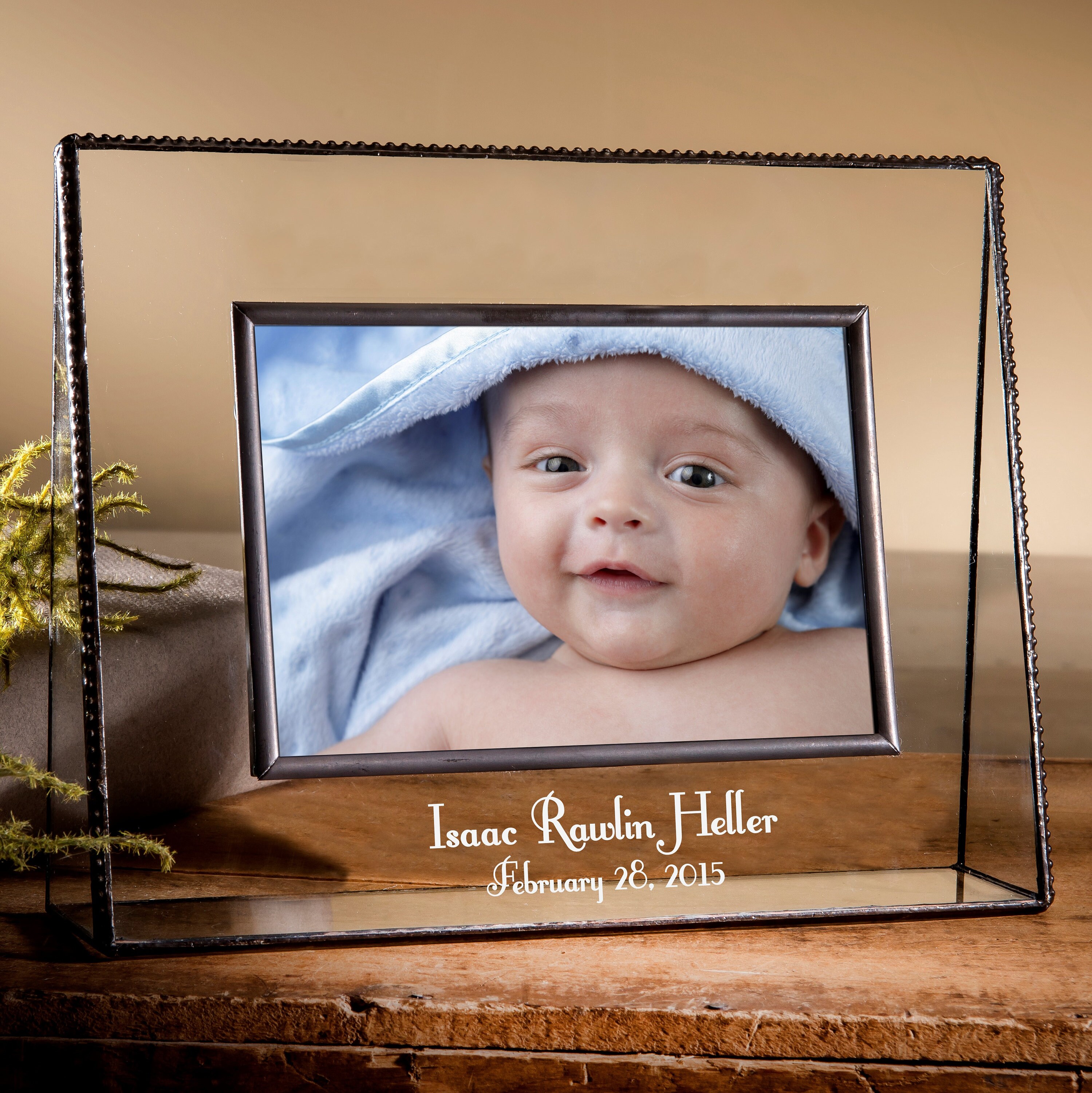 Baby Gift Personalized Picture Frame Engraved Glass Photo Etsy